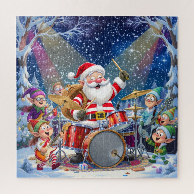 Rockin' Santa & The Elf Band: Christmas Drummer Jigsaw Puzzle (Vertical)