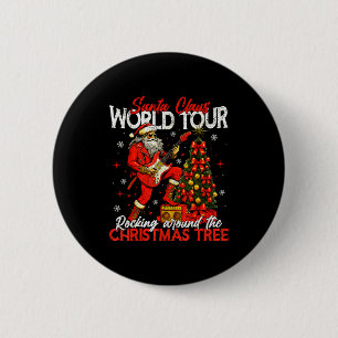 Rockin Santa World Tour Christmas Tree Guitar Men  6 Cm Round Badge