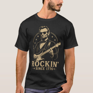 Rockin Since 1776 Patriotic Lincoln Guitar USA 250 T-Shirt