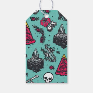 Rockin' Skull Gift Tags (Green/Black)
