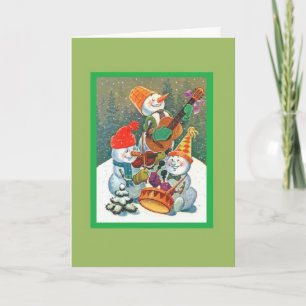 Rockin Snowman Band Holiday Greeting Cards