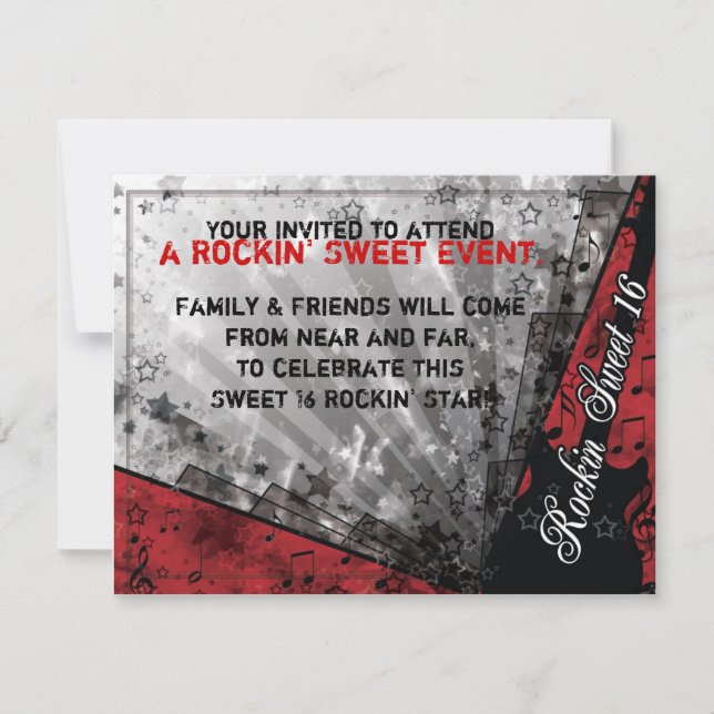 Rockin Sweet Sixteen Birthday Invitation (Front)