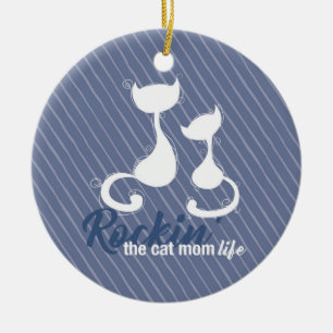 Rockin the Cat Mum Life Ceramic Tree Decoration
