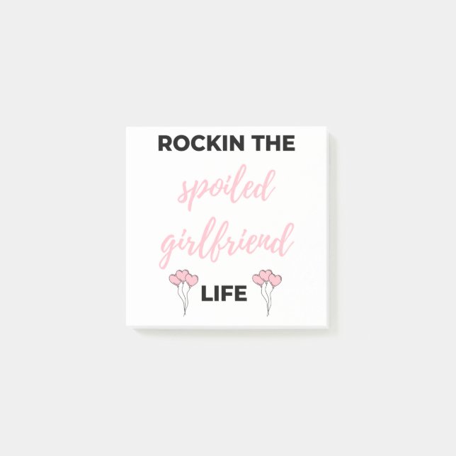 Rockin The Spoiled Girlfriend Life Black Post-it Notes (Front)