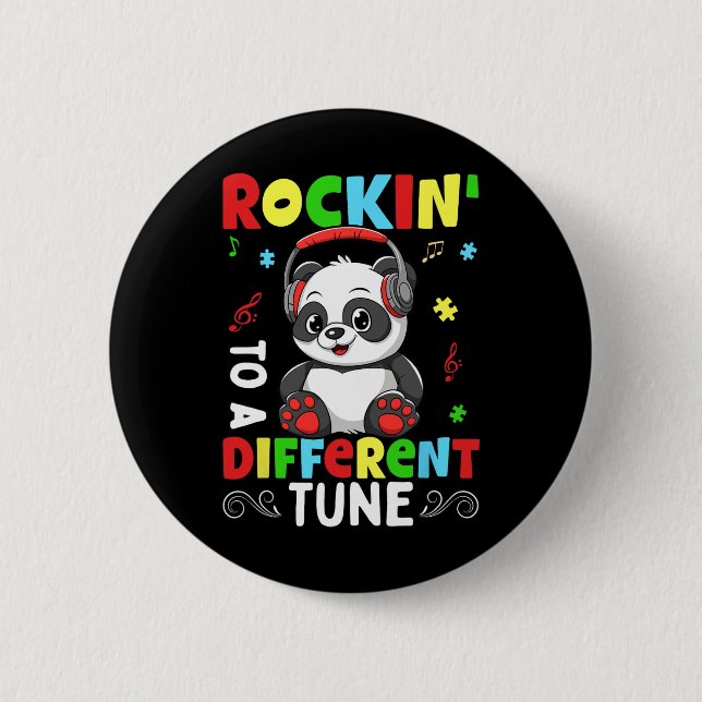 Rockin To A Different Autism  6 Cm Round Badge (Front)
