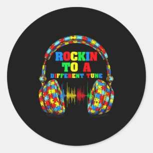 Rockin to a different tune autism awareness vibe classic round sticker
