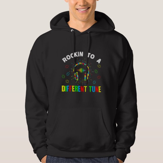 Rockin To A Different Tune Autism Kid Boys Girls Hoodie (Front)