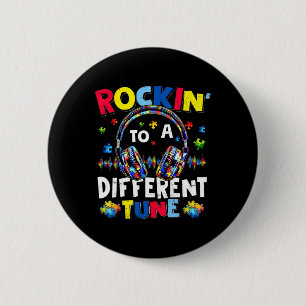 Rockin' To A Different Tune Autistic Autism Gamer 6 Cm Round Badge