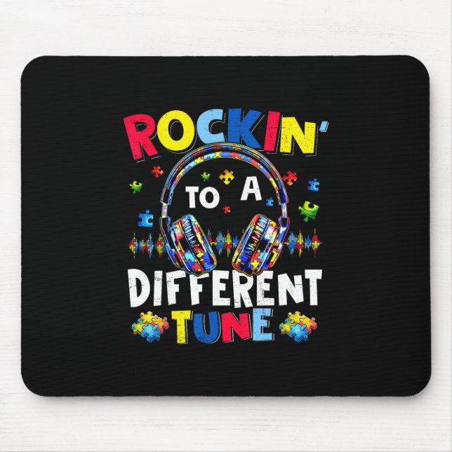 Rockin' To A Different Tune Autistic Autism Gamer  Mouse Mat (Front)