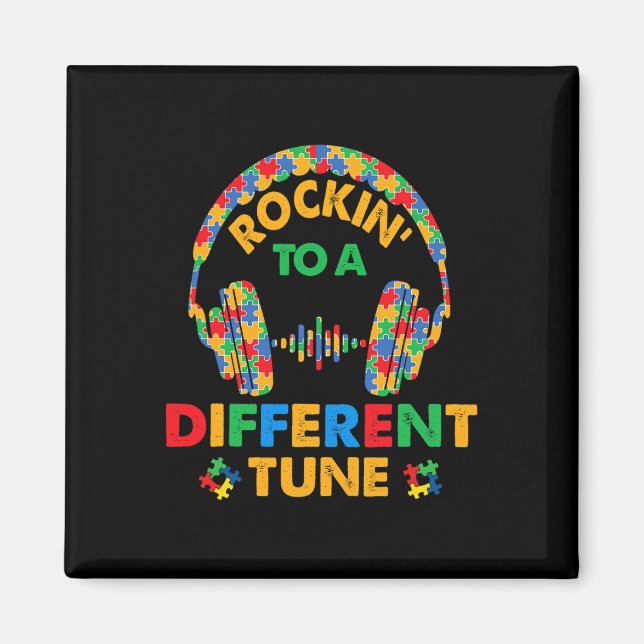 Rockin' To A Different Tune Autistic Awareness Kid Magnet (Front)
