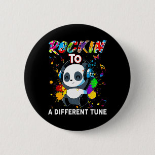 Rockin' To A Different Tune Panda Autism Awareness 6 Cm Round Badge