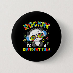 Rockin' To A Different Tune Panda Autism Awareness 6 Cm Round Badge