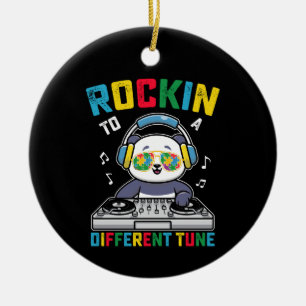 Rockin To A Different Tune Panda Autism Awareness Ceramic Tree Decoration