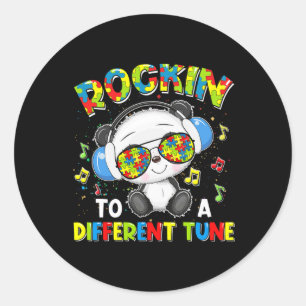 Rockin' To A Different Tune Panda Autism Awareness Classic Round Sticker