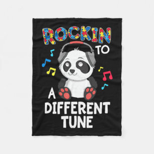 Rockin' To A Different Tune Panda Autism Awareness Fleece Blanket