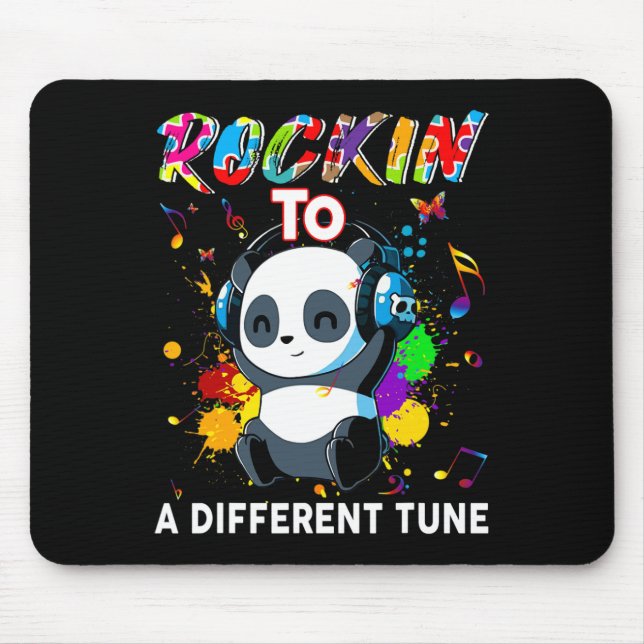 Rockin' To A Different Tune Panda Autism Awareness Mouse Mat (Front)