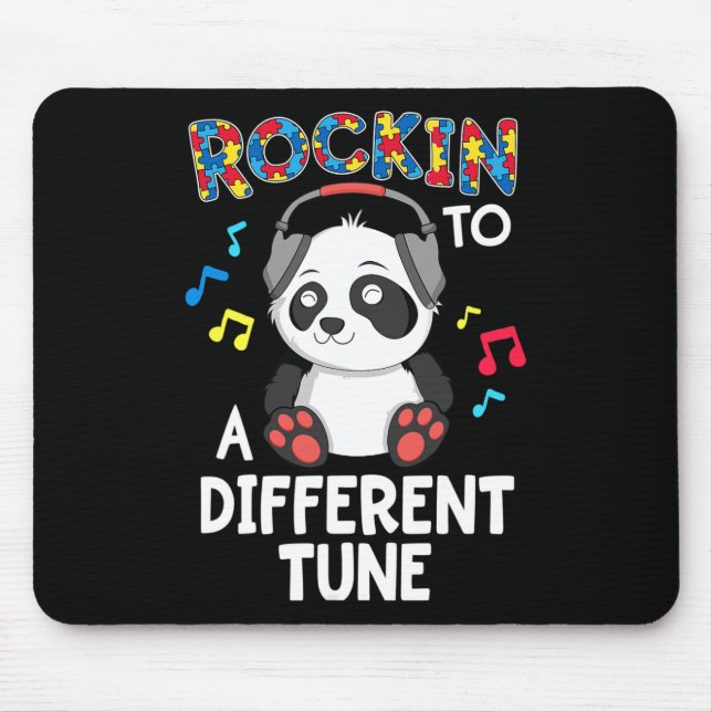 Rockin' To A Different Tune Panda Autism Awareness Mouse Mat (Front)