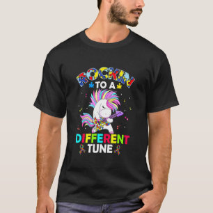 Rockin' To A Different Tune Unicorn Autism Awarene T-Shirt