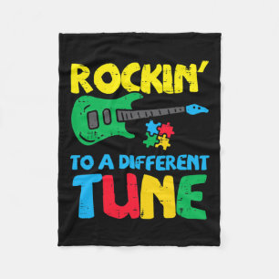 Rockin To Different Tune Guitar Autism Awareness M Fleece Blanket