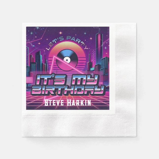 Rockin Vaporwave Party Napkin (Front)
