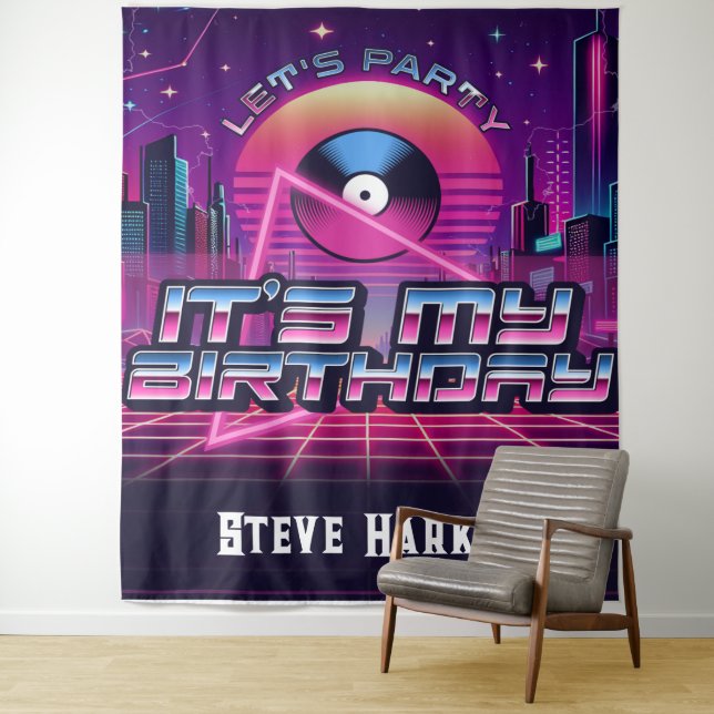 Rockin Vaporwave Party Tapestry (In Situ)