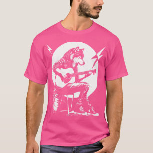 Rockin Wolf Playing Acoustic Guitar T-Shirt