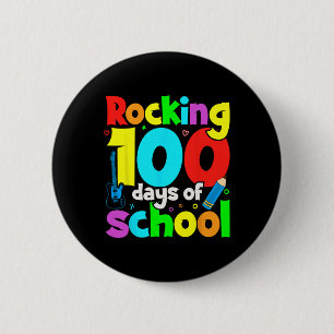 Rocking 100 Days Of School Music Teachers And Stud 6 Cm Round Badge