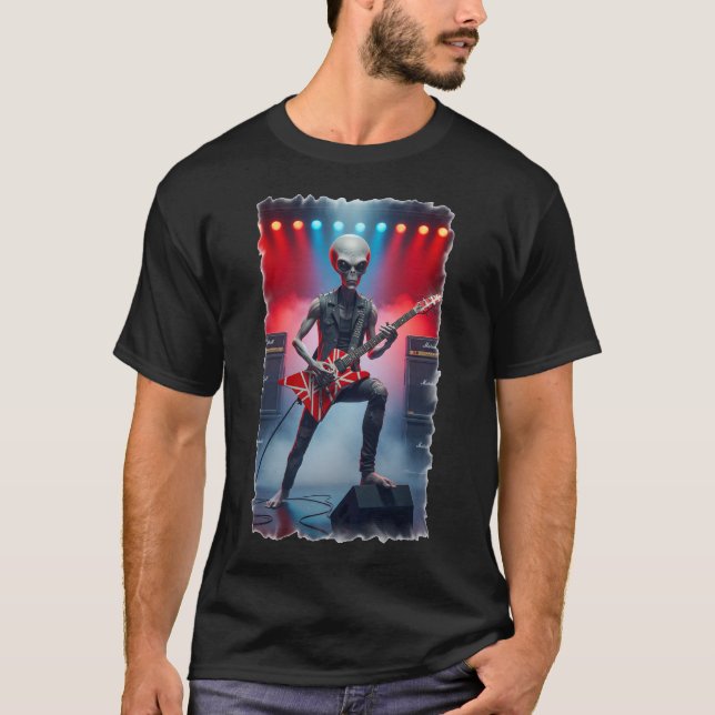 Rocking alien playing guitar T-Shirt (Front)