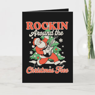 Rocking Around The Christmas Tree Santa Rock Music Holiday Card
