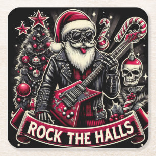 Rocking around the ugly sweater, square paper coaster