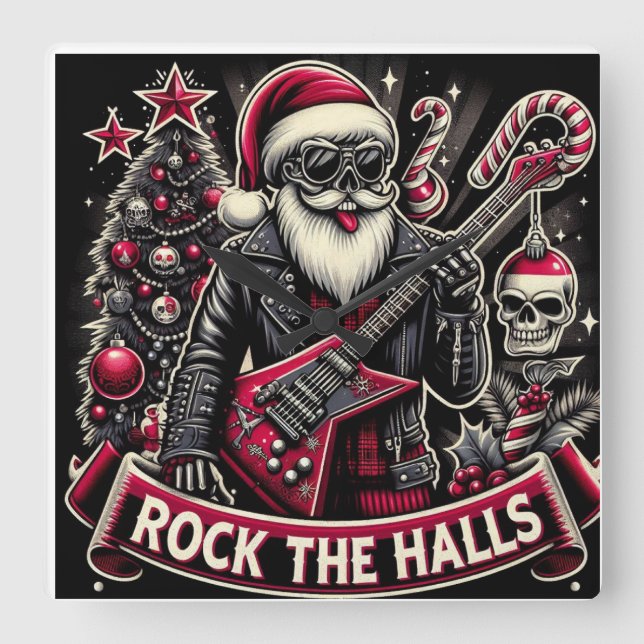 Rocking around the ugly sweater  square wall clock (Front)