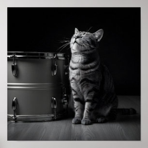 Rocking cat Poster _Cool black cat Rock Music