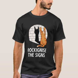 rocking cat showing metal fist rockin kitten rocki T-Shirt
