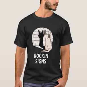 rocking cat showing metal fist rockin kitten rocki T-Shirt