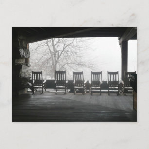 Rocking chair porch with a beautiful view postcard