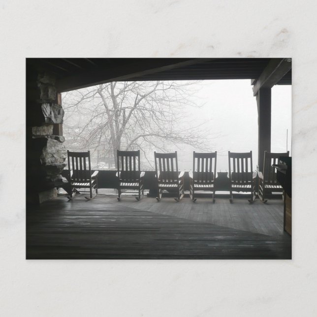 Rocking chair porch with a beautiful view postcard (Front)