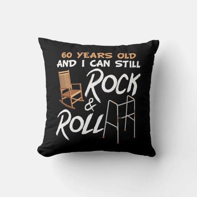 Rocking Chair Walking Aid Rock Music 60th Birthday Cushion (Front)