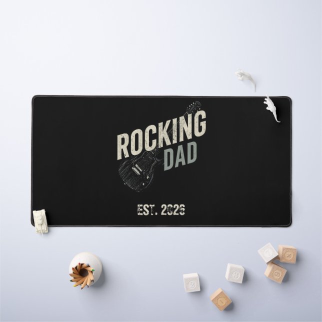 Rocking Dad Vintage Guitar Large Desk Mat (Kids Table)
