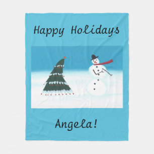 Rocking Dancing Tree Snowman Personalised Blankets