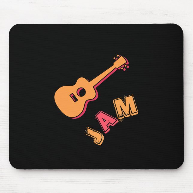 Rocking Guitar, Music Jam Style, Orange & Red Art Mouse Mat (Front)