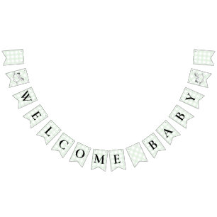 Rocking Hors Green Gingham Baby Shower Bunting