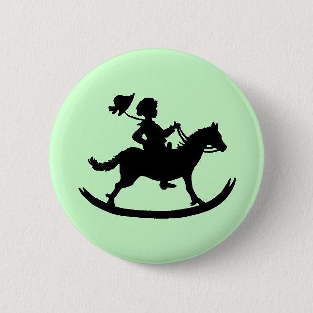 Rocking horse 6 cm round badge (Front)
