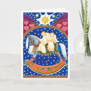 Rocking horse angels Christmas Card