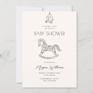 Rocking horse art baby shower invitation