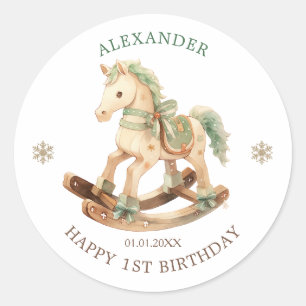 Rocking Horse Baby 1st Birthday Classic Round Sticker
