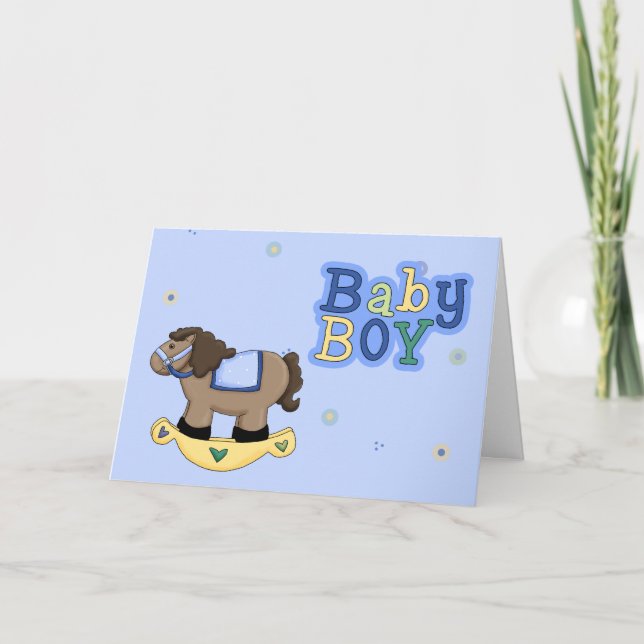 Rocking Horse Baby Boy Greeting Card (Front)