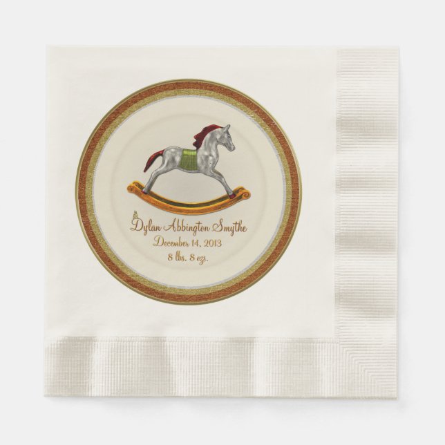 Rocking Horse Baby (Personalised) Napkin (Front)