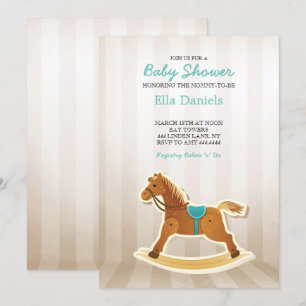 Rocking Horse Baby Shower Boy Invitation