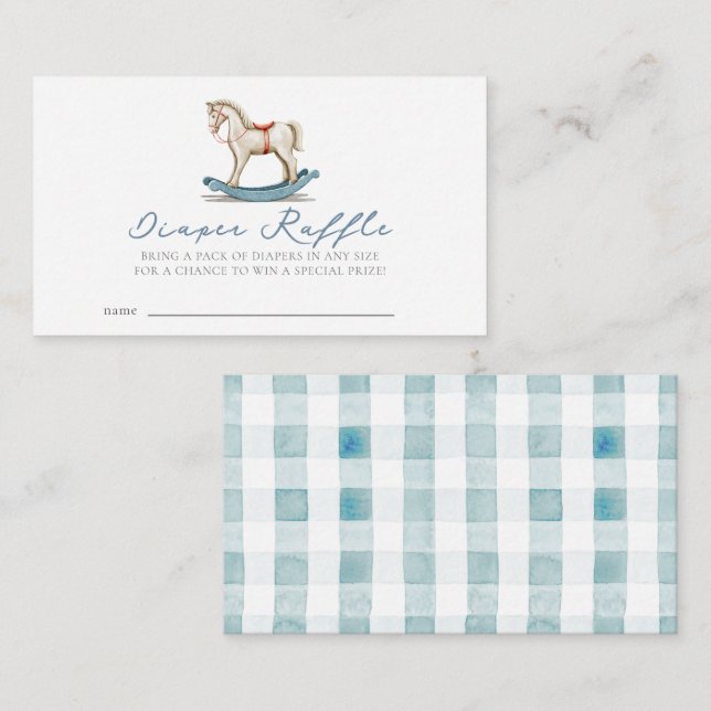 Rocking Horse Baby Shower Diaper Raffle Ticeket Enclosure Card (Front/Back)