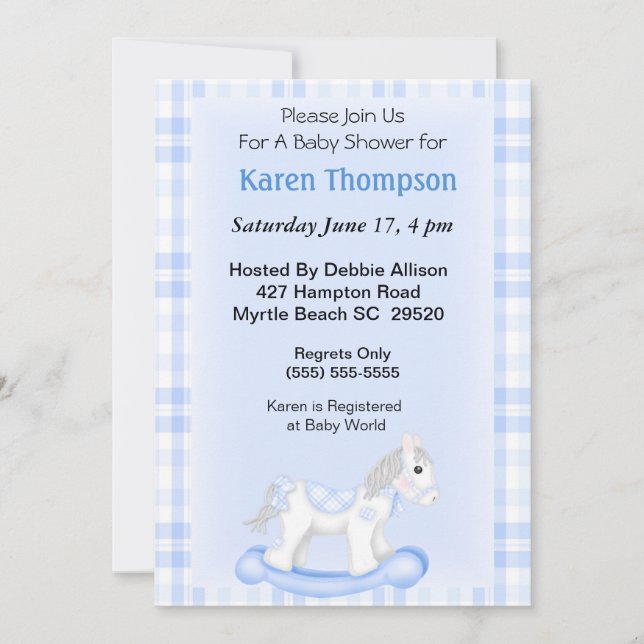 Rocking Horse Baby Shower  Invitation (Front)
